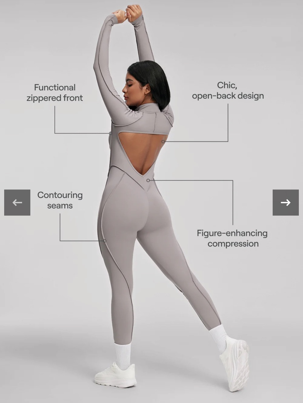BTTRM Gray Long-Sleeve One-Piece Zipper Suit